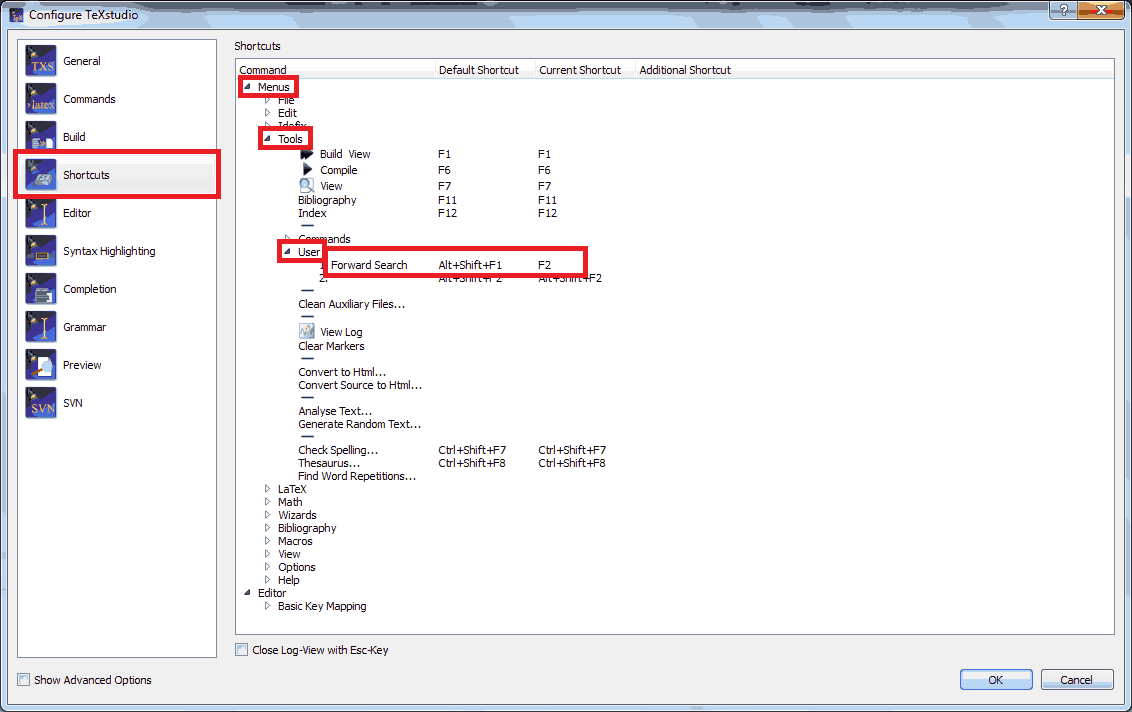 User Commands Shortcut